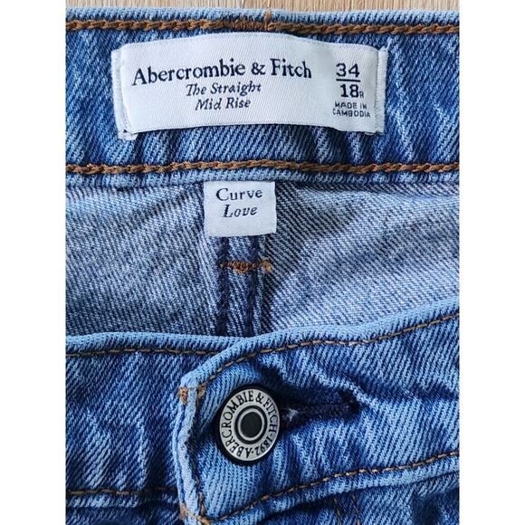Abercrombie & Fitch Jeans Women's Sz 18R Blue The Straight Mid-Rise Curve Love - Picture 5 of 7